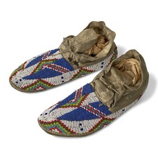 Antique Lakota Sioux Beaded Moccasins c. 1890  Authentic Plains Indian Artifact