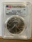 2021 Silver Eagle Type 2 PCGS MS69 First Strike $1 1oz .999 Fine Silver