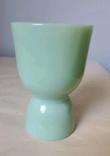 Vintage Anchor Hocking Fire King Jadeite Green Milk Glass Double Egg Cup 1950s