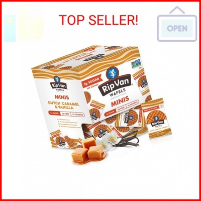 Rip Van Wafels Dutch Caramel Mini Stroopwafels, Low Carb Snacks, 32 Pack