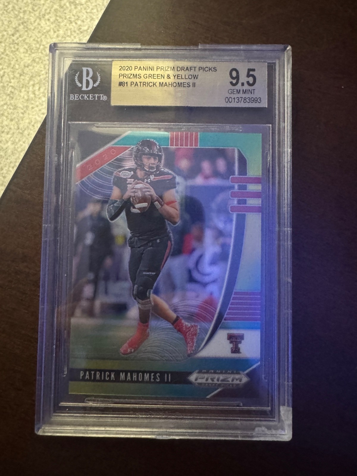 2020 Panini Prizm Draft Picks - Patrick Mahomes II #81 Green & Yellow Prizm /249