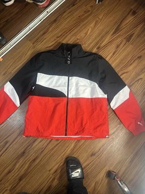 PUMA Men's XXL Red Black White Colorblock Tracksuit Set Jacket Pants Raincell