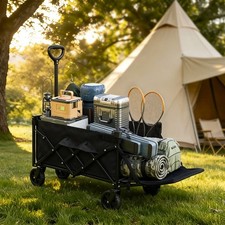 110L Bollerwagen Handwagen mit 2 Getränkehal...