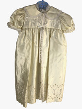 Vtg Phyllis Baby Wear Dress  Cape Ivory Long Christening Short Sleeve