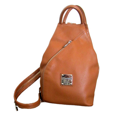 Valentina -camel tan Convertible Backpack/Sling Leather handbag-made in Italy-NW
