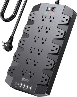 Power Strip Surge Protector with 22 AC Outlets and 6 USB Charging Ports 6.5Ft ..