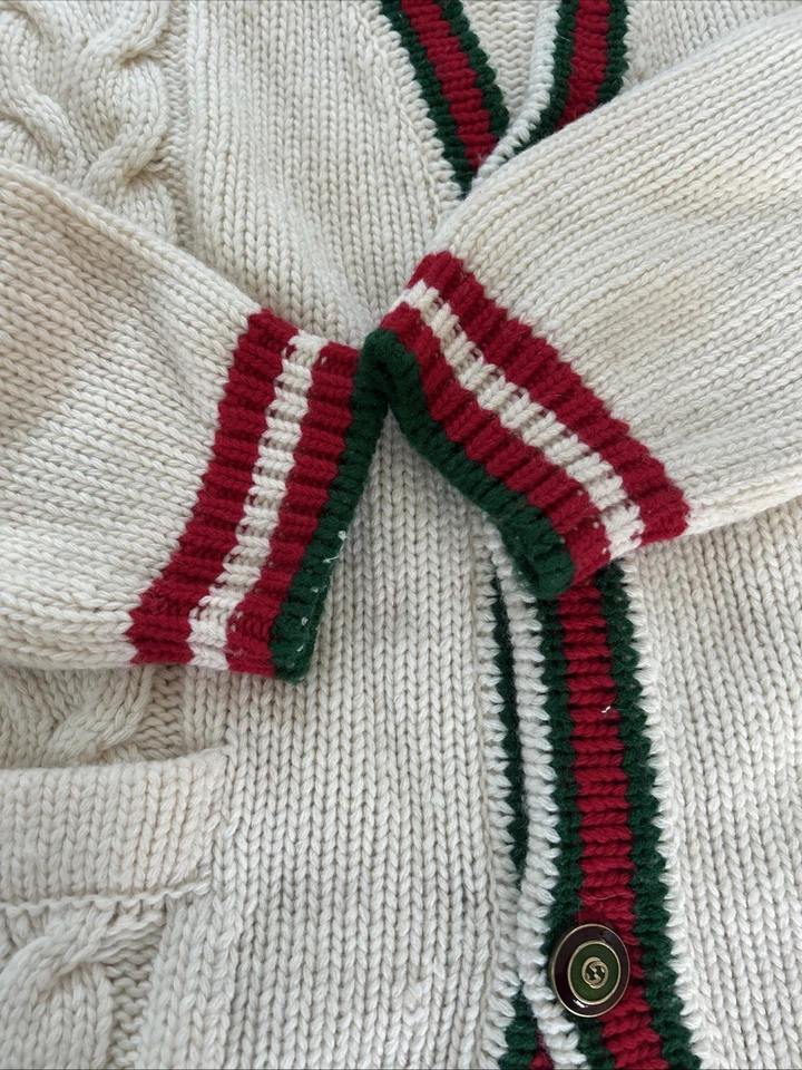Authentic GUCCI WOOL CARDIGAN WEB SWEATER MEDIUM Men’s Medium - Image 3 of 4
