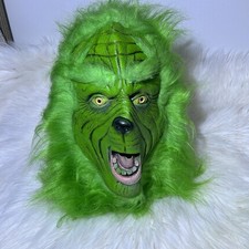 The Grinch Latex Mask Full Head Adult Cosplay Costume Green Furry One Size