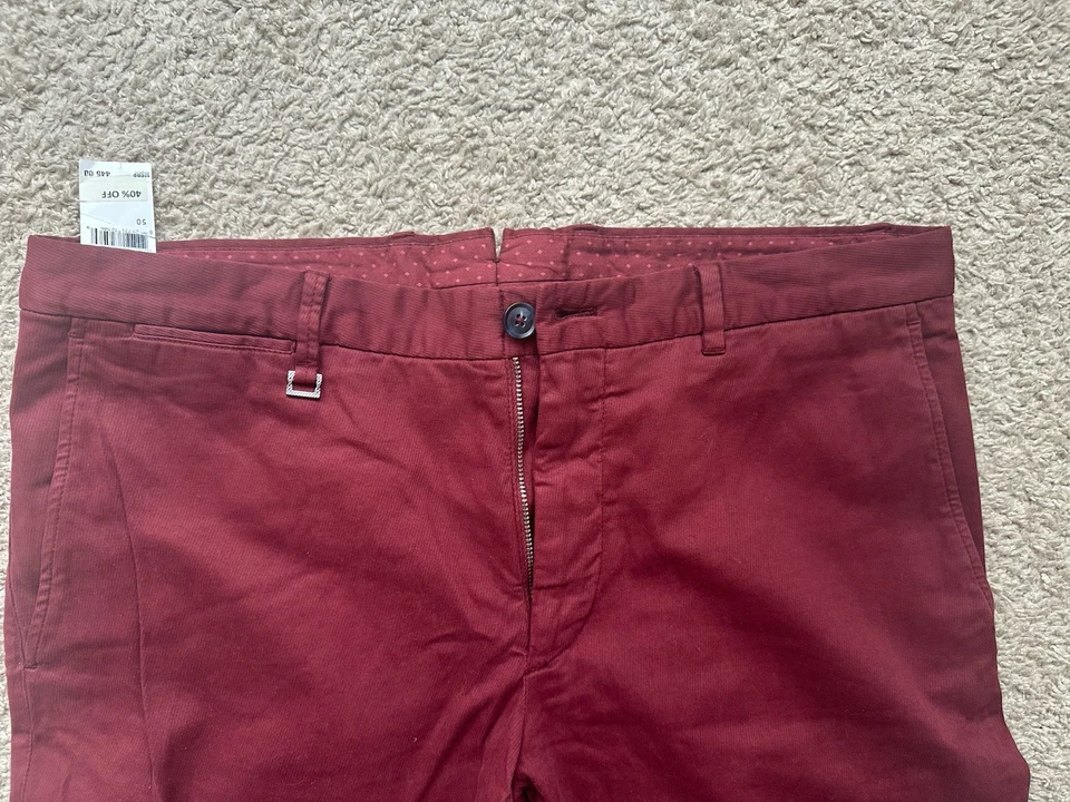 Pantalones chinos Ermenegildo Zegna borgoña ajustados - para hombre talla 50 IT / 32-34 EE. UU. Foto 2 de 4
