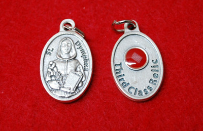 ST DYMPHNA  RELIC MEDAL - WITH CLOTH TOUCHED TO HER RELIC