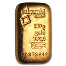 100 gram Gold Bar - Valcambi (Cast/Poured w/Assay) 4523.48 per troy oz