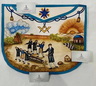Masonic Hand Painted Custom Apron Handcrafted Freemason Artistic Regalia 