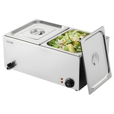 24QT Commercial Food Warmer, 2-Pan Electric Steam Table, 1200W Professiona