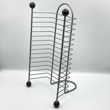 DVD Storage Rack Holder 16 Disc Metal Gray Freestanding Organizer Stand 15”