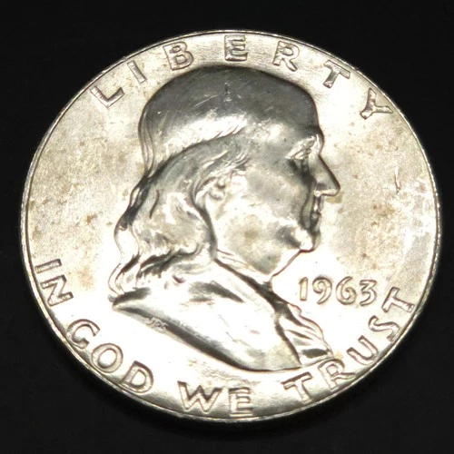 1963-D Franklin Half Dollar 90% Silver Uncirculated Brilliant Luster High Grade