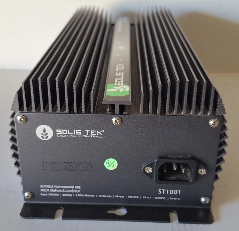 SolisTek 1000W SE/DE Digital Ballast 120/240v w plugAdapter & Hydrofarm Cord Set - Image 4 of 4