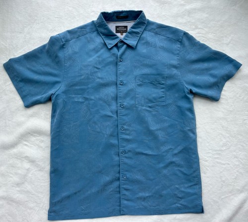 Quicksilver Waterman Collection Shirt Men’s L Blue Jacquard Tribal Button Up