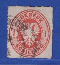 L&uuml;beck 1863 Wappen 1 Schilling Mi.-Nr. 9A O L&Uuml;BECK gpr. FLEMMING BPP