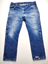 Wrangler Cowboy Cut 47MWZ Jeans Mens 40x32 Blue Cotton Denim Straight Faded