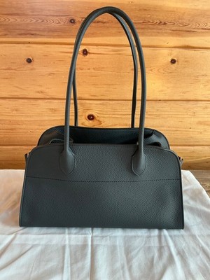 THE ROW Margaux Shoulder 12 Bag matte grained leather designer trend black New