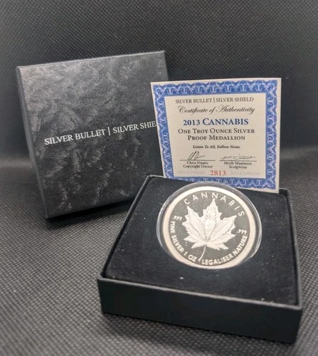 2013 Cannabis Proof - Silver Bullet Silver Shield .999 1 oz Silver Round