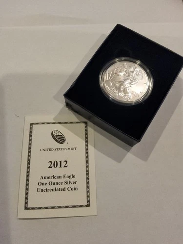 2012-W American Silver Eagle Dollar 1 Oz BU Coin w/box and COA G01