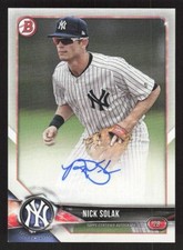 2018 BOWMAN NICK SOLAK PA-NS MINT PROSPECT AUTOGRAPHS BASEBALL NEW YORK YANKEES