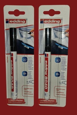 2 x Edding 8040 Textil Wäschemarker Schwarz 1.0mm kochfest 95°C Textilmarker