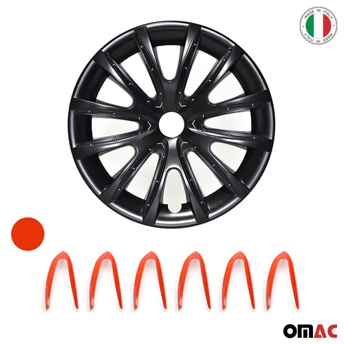 16" Wheel Covers Hubcaps for VW Jetta Black Red Gloss - Picture 6 of 8