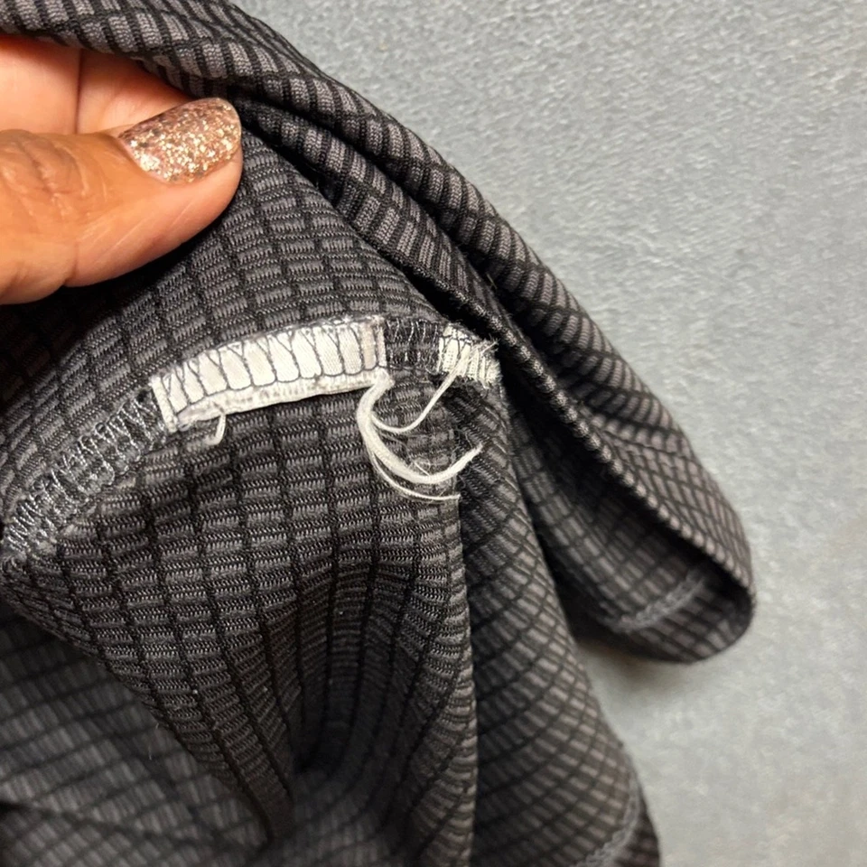 Alfani Men’s Polo Shirt Large Black Gray Grid Pattern Zip Moisture Wicking - Image 3 of 4