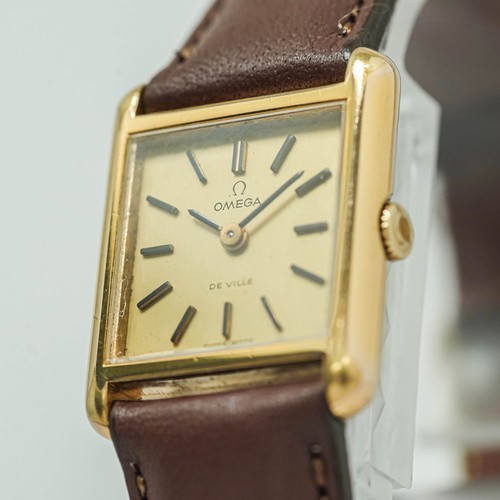 *Vintage 1973* OMEGA De Ville Cal.485 Manual Winding Gold Dial Square 20mm Women