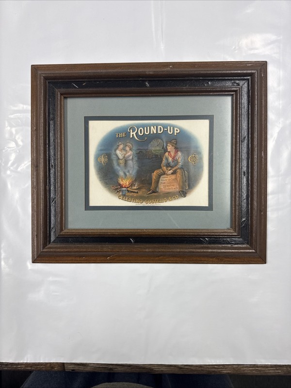 Celestino Costello & Co. Vintage Cigar ROUND UP Western Label Prof Framed A1