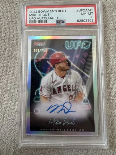 2022 Bowman's Best Mike Trout UFO Refractor AUTO /250 PSA 8 Mint Angels