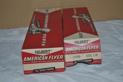 (2) Vintage AMERICAN FLYER   S  GAUGE EMPTY BOXES No 24205 COAL CAR - LOG CAR ?