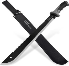 24 Inch Heavy Duty Survival Machete with Saw Blade, No-Slip Handle and Sheath