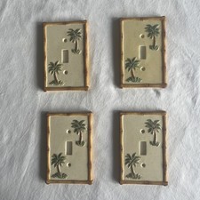 Cubierta de interruptor de luz de palanca única con borde de palmera y bambú/decoración de playa/costa
