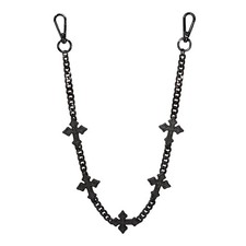 Men's Iced Charm Solid Cross and Cuban Double Layer Pant Chain