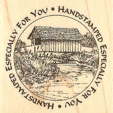 Covered Bridge Seal Wood Mounted Rubber Stamp Impression Obsession B1187 NEW