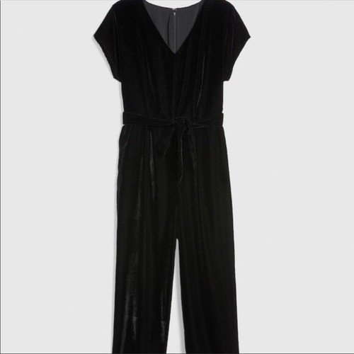NEW GAP Velvet Jumpsuit Black V Neck 
