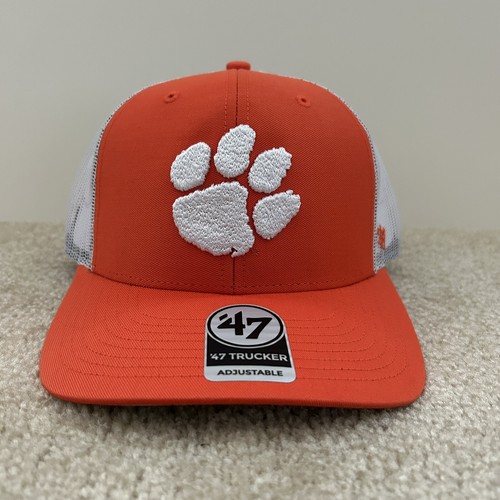 Clemson Tigers Hat ‘47 Brand Trucker Snapback Adjustable Orange White - Picture 2 of 12
