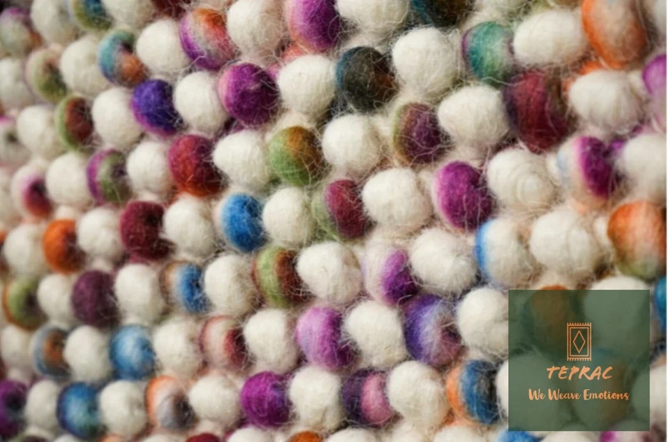 Цветной ручной работы коренастый мульти смесь валяный шерсти ковер Funky декор ковер - Изображение 2 из 4