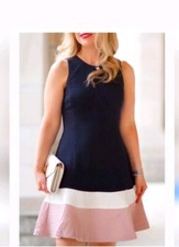 ELIZA J. Block Color Sleeves Quilted Fit And Flare Dress size 8