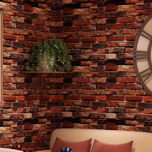 Red Brick Wallpaper 3D Roll Retro Stone Brick Wall Background Textured Art  Home 756244992129 | eBay