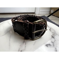 Tarnish Dark Brown Woven Leather Wide Boho Belt Coastal Cowgirl Western SZ L