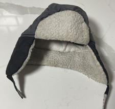 Trapper Hat Grey/black Faux Fur Kids Sz Small/medium
