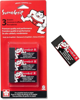 SumoGrip Block Eraser - Microporous Erasers for School, Drawing, and Writing - B
