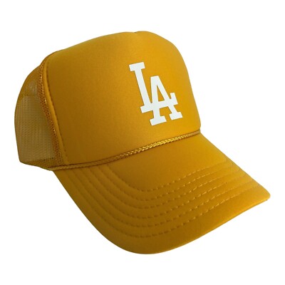 Yellow Los Angeles Trucker Hat Vintage Los Angeles Lakers Trucker Hat Yellow – Black Shag  main image 4