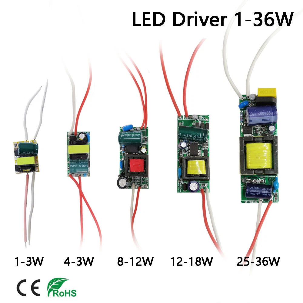 LED Driver 3v 5v 12 volt DC 300ma amp adapter power supply IC transformer  1-36W