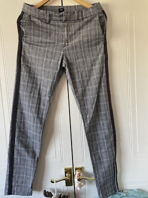 River Island Womens Grey Tartan Stretch Polyester Blend Trousers