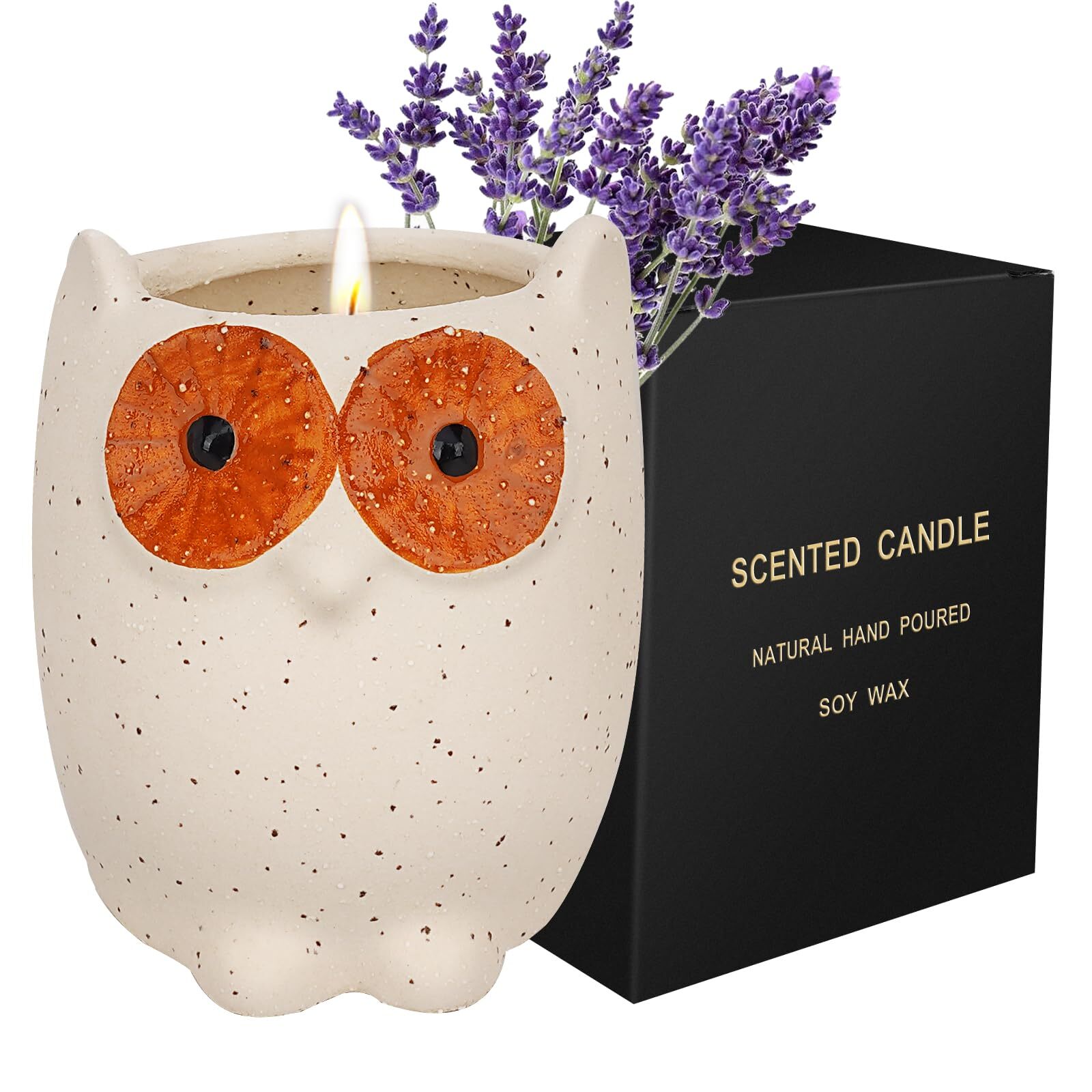 Lavender Scented Owl Candle - Aromatherapy Gift for Women
